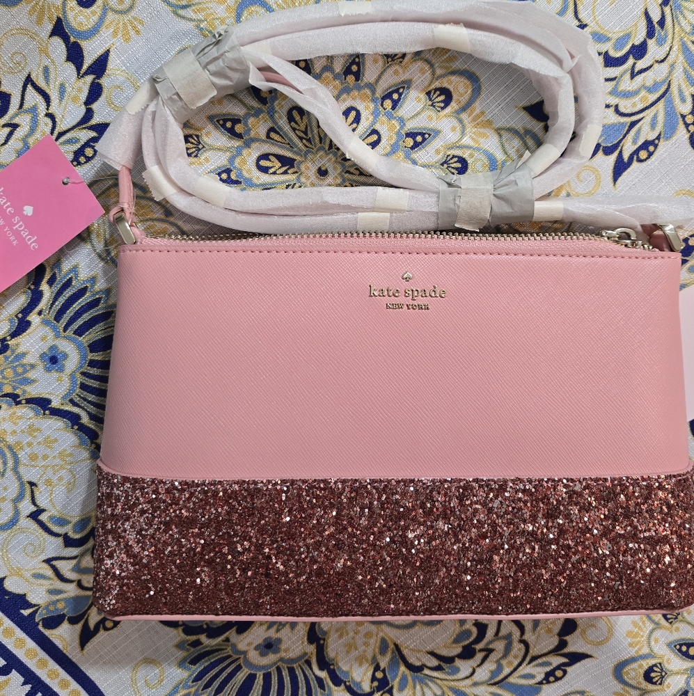 💘💘 Kate Spade Pink Crossbody Bag with Glitter Accents NWT #pinkponyclub